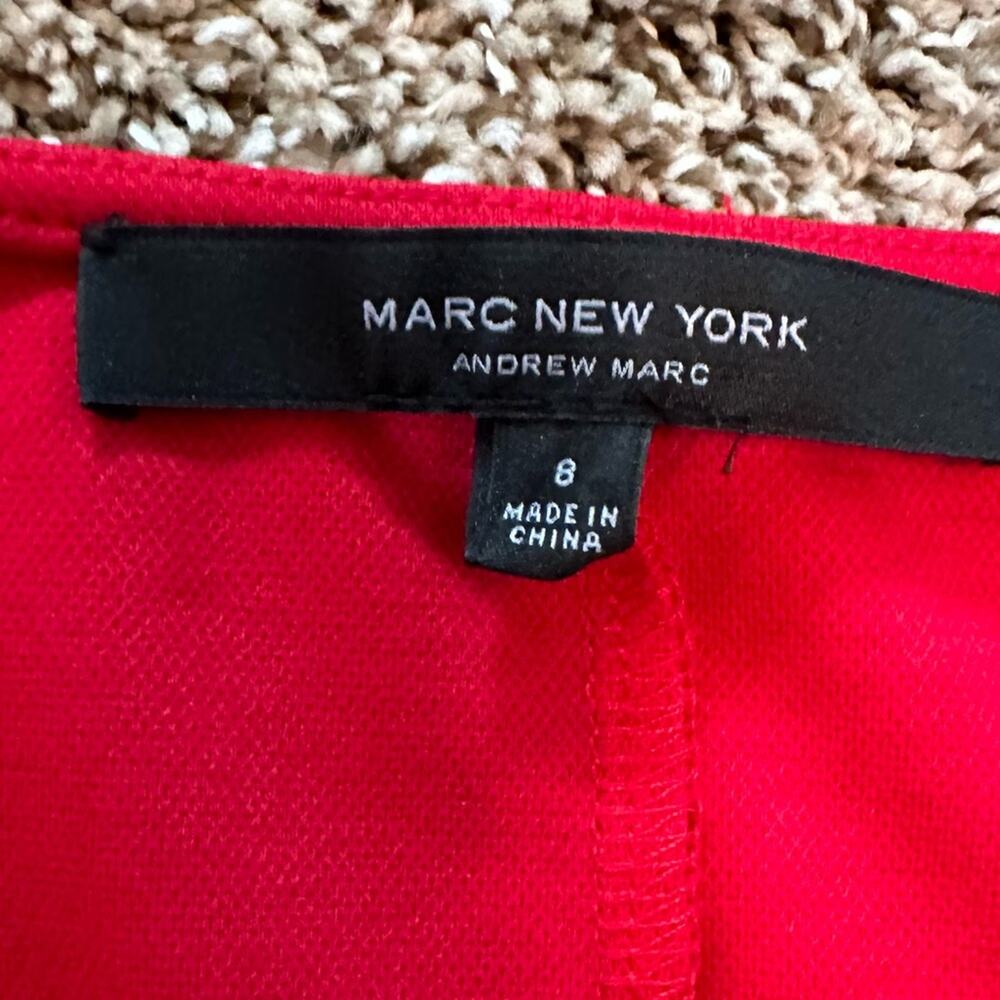 Marc New York Andrew Marc Red V Neck Dress, with side zipper accent size 8 - Picture 3 of 3